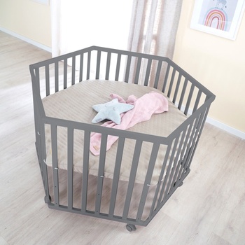 Detská šesťhranná ohrádka s kolieskami, Ø 119 cm, antracit - B