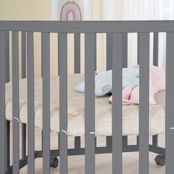 Detská šesťhranná ohrádka s kolieskami, Ø 119 cm, antracit - B