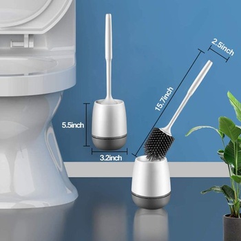 Marsheepy WC kartáč, sada 2 silikonových WC kartáčů s držákem, koupelnový WC kartáč s držákem,