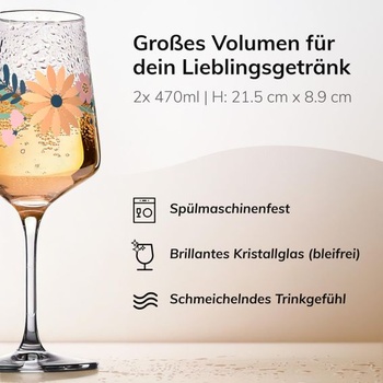 Sklenice na aperitiv ElbFuchs® (2 x 470 ml) série Amber Bloom [NÁPAD NA DÁREK] Vhodné do myčky a