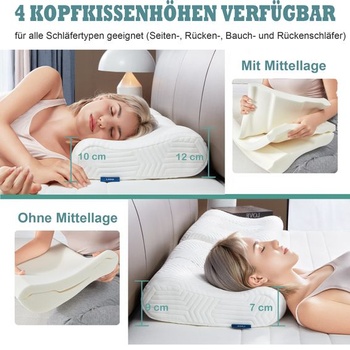 LAMB Výškovo nastaviteľný vankúš z pamäťovej peny, ergonomický vankúš