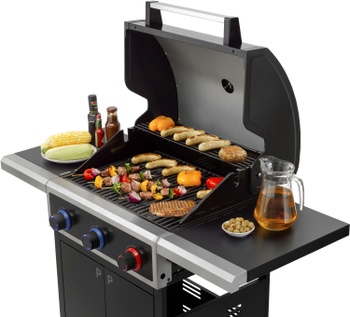 Plynový gril Keansburg, 3 horáky, 10,6 kW, čierna/nerez - B