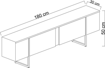 TV stolík, 180 x 30 x 50 cm, kovové nohy, antracitový - B