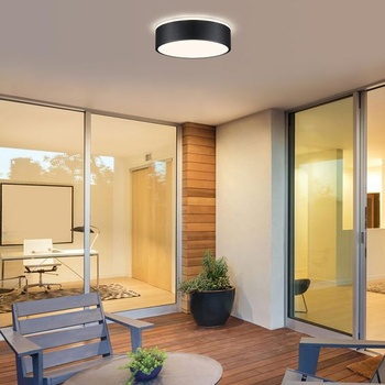 Moderní stropní svítidlo, LED stropní svítidlo, černý kov, 4000K, 24W, Ø30cm, černé 30 cm