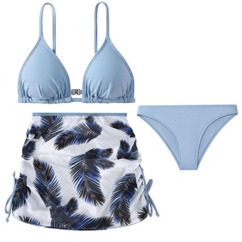 Dívčí bikinová sada Aolso, 3dílná plavka s krytem sukně 160 Dunstblau