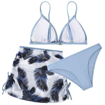 Dívčí bikinová sada Aolso, 3dílná plavka s krytem sukně 160 Dunstblau