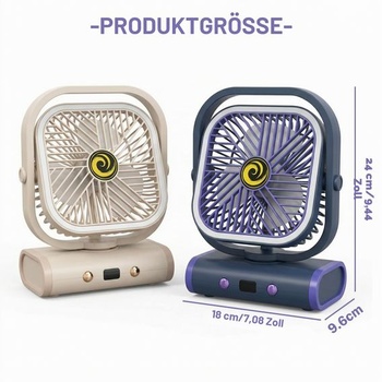 Veľmi tichý stolný ventilátor, 2400 mAh, USB ventilátor, stolný ventilátor, sivý