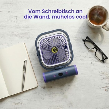 Veľmi tichý stolný ventilátor, 2400 mAh, USB ventilátor, stolný ventilátor, sivý
