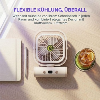 Veľmi tichý stolný ventilátor, 2400 mAh, USB ventilátor, stolný ventilátor, sivý