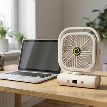 Veľmi tichý stolný ventilátor, 2400 mAh, USB ventilátor, stolný ventilátor, sivý