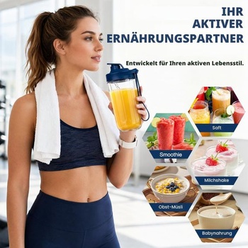 Přenosný mixér Mineup, výrobník smoothie o objemu 400 ml s digitálním displejem, přenosný