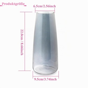 Sklenená váza na kvety, číra sklenená váza Ins Moderne, výška 22 cm, sklenená váza na dekoráciu