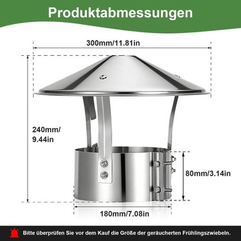 Kryt komína z nerezovej ocele, kryt otvoru komína 180 mm, krytka proti dažďu, vodotesný kryt komína,