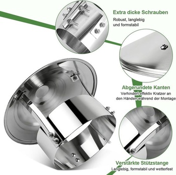 Kryt komína z nerezovej ocele, kryt otvoru komína 180 mm, krytka proti dažďu, vodotesný kryt komína,
