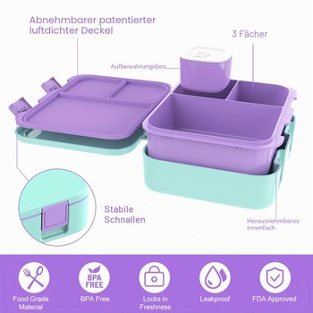 Olovrantové boxy, bento olovrantové boxy, nádoby na potraviny s viacerými priehradkami pre chlapcov, dievčatá,
