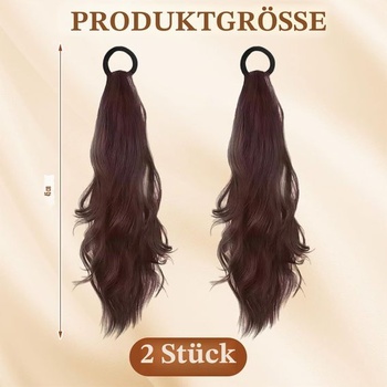 2 kusy pravých lidských vlasů, cop, mikro kudrlinky, culík, prodloužení copu, včetně gumiček do