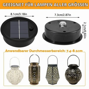 Joycabin 2dielna náhradná strecha pre solárne lampy 8 cm s teplým bielym LED svetlom, solárny kryt,