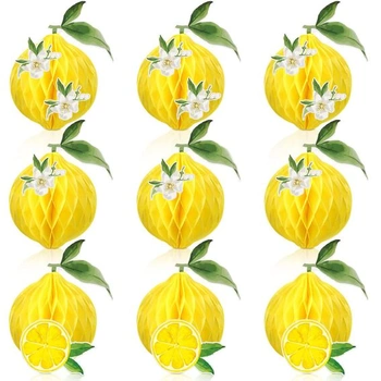 9 dekorací s citronovými bambulkami ve tvaru plástve,…