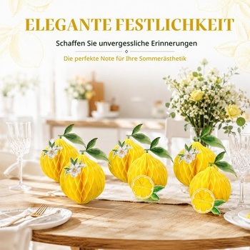 9 dekorací s citronovými bambulkami ve tvaru plástve, čerstvé citronové párty dekorace na letní