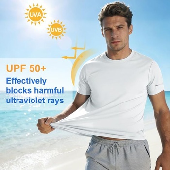 Pánské krátké tričko Rashguard s UV filtrem UPF 50+ a UV ochranou proti slunci, sportovní tričko,