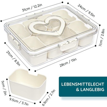 Newthinking Snack Box s přihrádkami, 8přihrádkový svačinový talíř s víkem