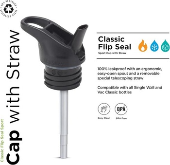 Klean Kanteen® Sport Cap s odklápacím uzáverom - BK | Nové športové viečko na fľaše, čierne
