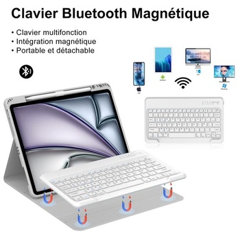 Puzdro s klávesnicou pre iPad Air 13 palcov (M3 2025, M2 2024), francúzska klávesnica AZERTY,