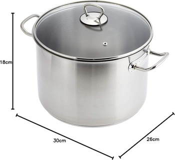 GSW Jumbo Pot Professional 26x18cm, nerezová ocel, sklo, stříbrná, 26cm