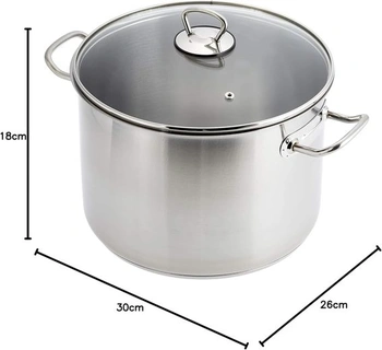 GSW Jumbo Pot Professional 26x18cm, nerezová oceľ, sklo, strieborná, 26cm