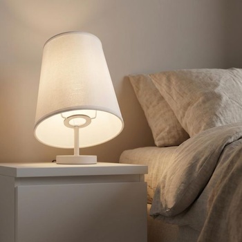 Ibasenice Bílé stínidlo pro patici E14, Malé půlkruhové látkové stínidlo pro stolní a noční lampy,