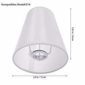 Ibasenice Bílé stínidlo pro patici E14, Malé půlkruhové látkové stínidlo pro stolní a noční lampy,