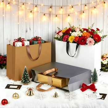 LVNRIDS 1 kus extra veľké darčekové tašky zlaté, 43 x 13 x 32 cm XL luxusná darčeková taška s prianiami,