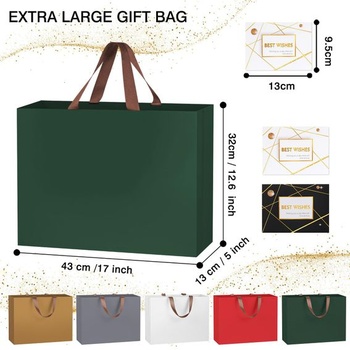 LVNRIDS 1 kus extra veľké darčekové tašky zlaté, 43 x 13 x 32 cm XL luxusná darčeková taška s prianiami,