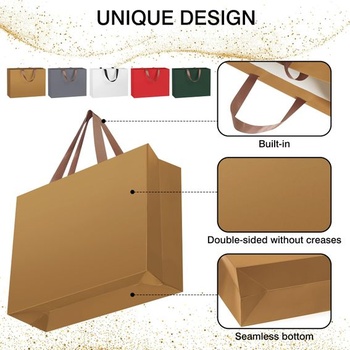 LVNRIDS 1 kus extra veľké darčekové tašky zlaté, 43 x 13 x 32 cm XL luxusná darčeková taška s prianiami,