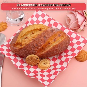 100 listov papiera na pečenie, kockované vložky do košíka Deli Basket