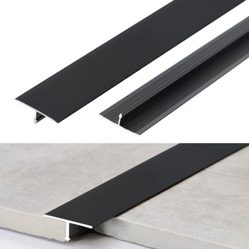 3 kusy hliníkových krycích líšt v tvare T, hliníkové lišty v tvare T CEIEVER 0,9 m x 2 cm, plochá