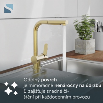 Kuchynská batéria London 79770U, výsuvná sprcha, 360 °, zlatá