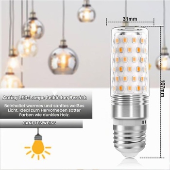Auting LED E27 teplá biela 1400 lúmenov, 2 kusy 10W E27 LED žiarovky, náhrada za konvenčné 100W-140W