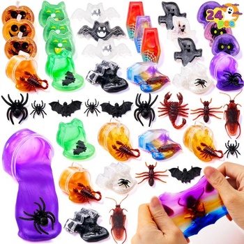 JOYIN Halloween Slime, 24 dielikov, Halloweenské darčekové tašky, Kolieskové hračky, Veľké balenie slizu