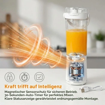 Prenosný mixér na smoothie, mini mixér s objemom 650 ml pre smoothie na cesty, dobíjací USB-C, 12