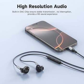 Sluchátka s USB-C, drátová, HiFi stereo, kompatibilní s iPhone 17/16/15 Pro Max Plus, iPad Pro Air,