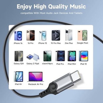 Sluchátka s USB-C, drátová, HiFi stereo, kompatibilní s iPhone 17/16/15 Pro Max Plus, iPad Pro Air,