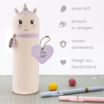 Silikonový penál Lulubug - Jednorožčí víla | Měkký silikonový penál na pera a tužky | Penál a držák
