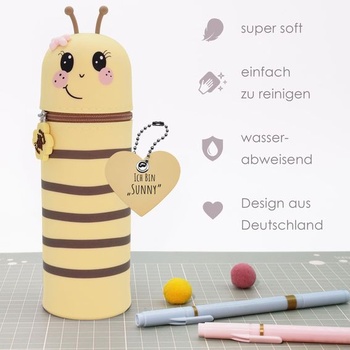 Silikonový penál Lulubug Lucky Animals - Včelka Sunny | Měkký silikonový penál na pera a tužky |