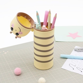 Silikonový penál Lulubug Lucky Animals - Včelka Sunny | Měkký silikonový penál na pera a tužky |