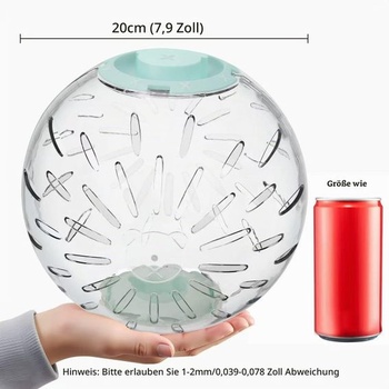 Akrylová loptička pre škrečky, priehľadná s mätovo zelenou farbou, priemer 20 cm, cvičebná loptička pre