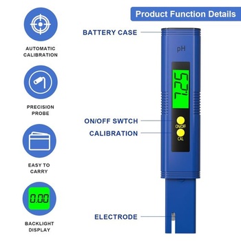RUNBO 4v1 pH meter pre vodu - 0,00-14,00 pH tester, 0-9990 ppm, digitálny tester TDS/EC/teploty pre