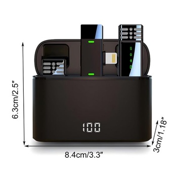 Bezdrôtový klopový mikrofón Lancoon s nabíjacím puzdrom, vhodný pre iPhone a iPad, klipsnový