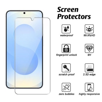 Pouzdro na telefon pro Samsung Galaxy S25 5G s 1 ochranným tvrzeným sklem, funkcí stojánku a slotem
