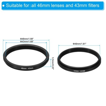 PATIKIL 46mm-43mm kovový redukční kroužek pro objektiv fotoaparátu, adaptér pro filtr